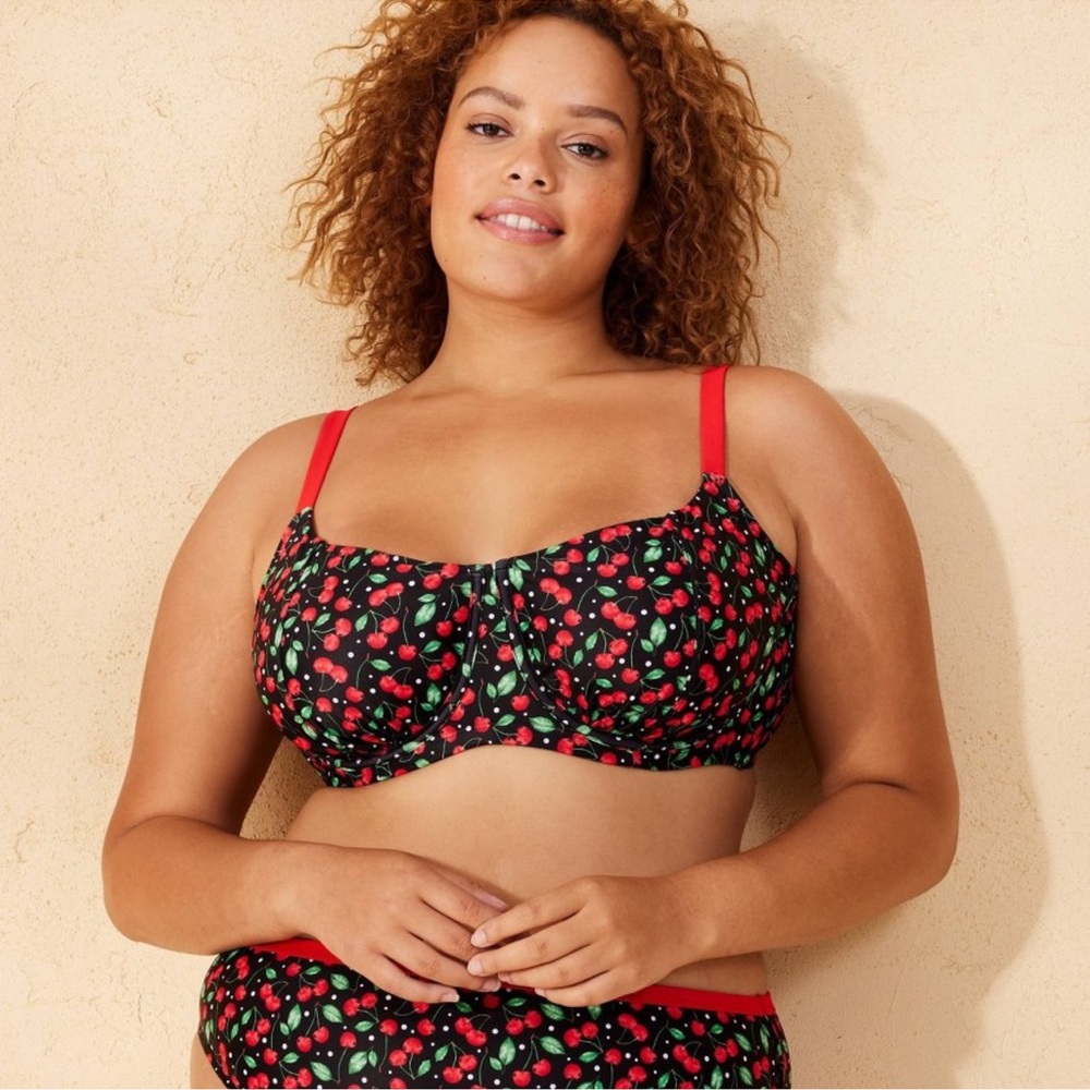 Cherry Print Women's Bikini Top